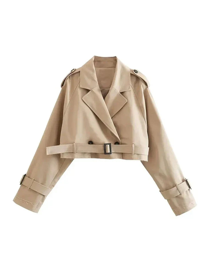 Sage | Cropped Belt Jacket